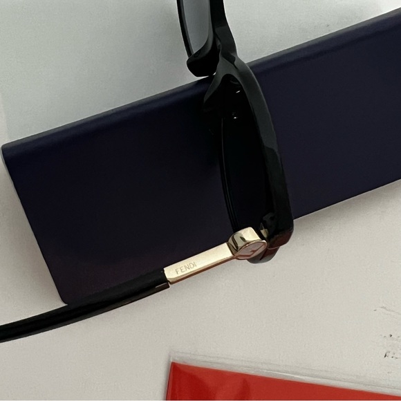 Authentic Fendi 56mm Round Sunglasses - Black W/ Grey Blue Shades - New W/ Case
